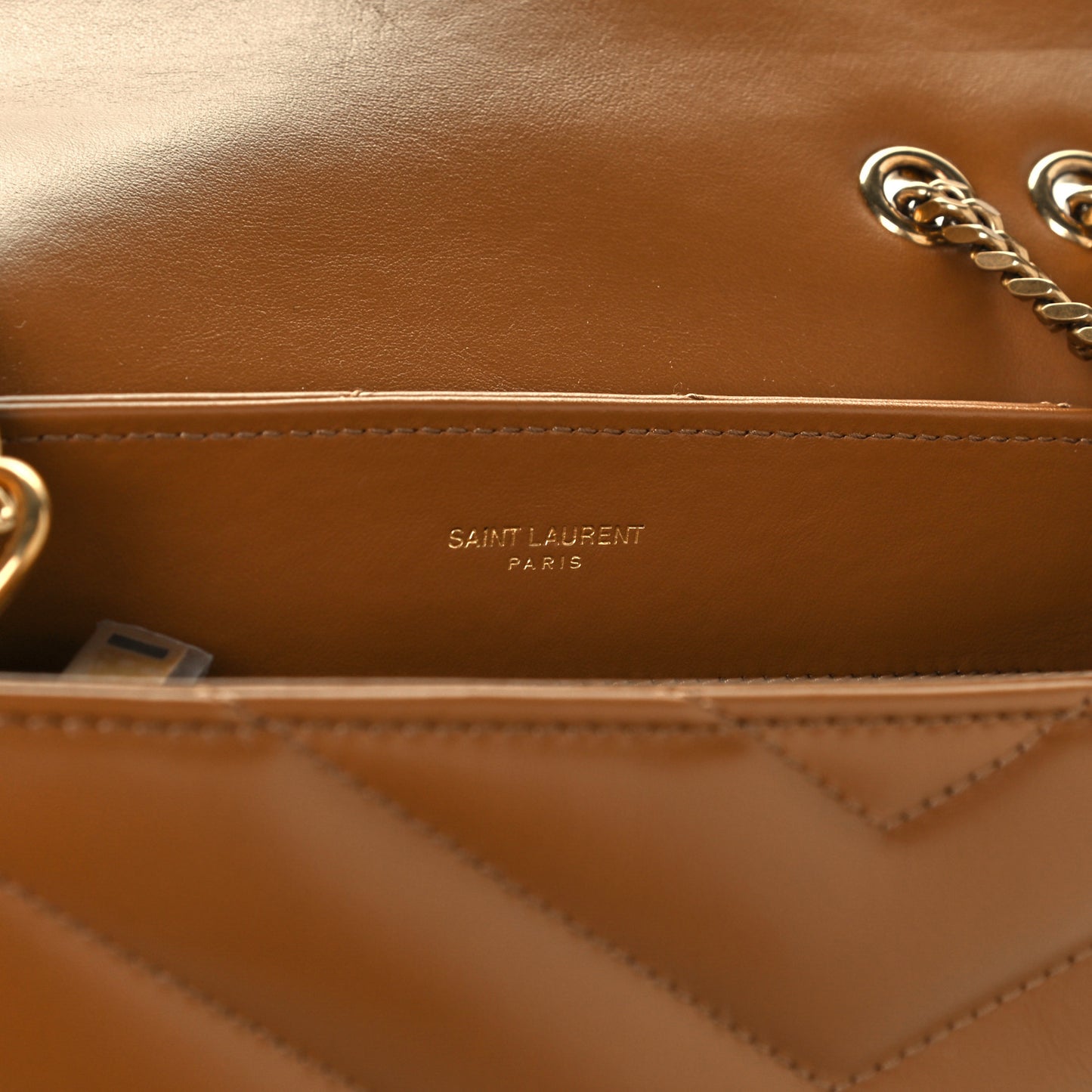 Calfskin Y Quilted Monogram Small Loulou Chain Satchel Dark Natural