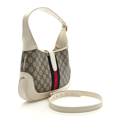 Gucci GG Supreme Monogram Azalea Calfskin Web Small Jackie 1961 Hobo Beige Ebony Mystic White 3 of 9