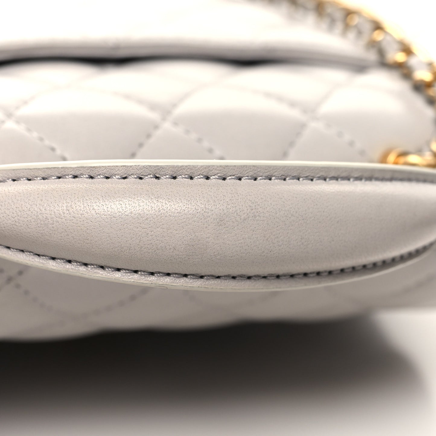 Lambskin Quilted Mini Top Handle Rectangular Flap Grey