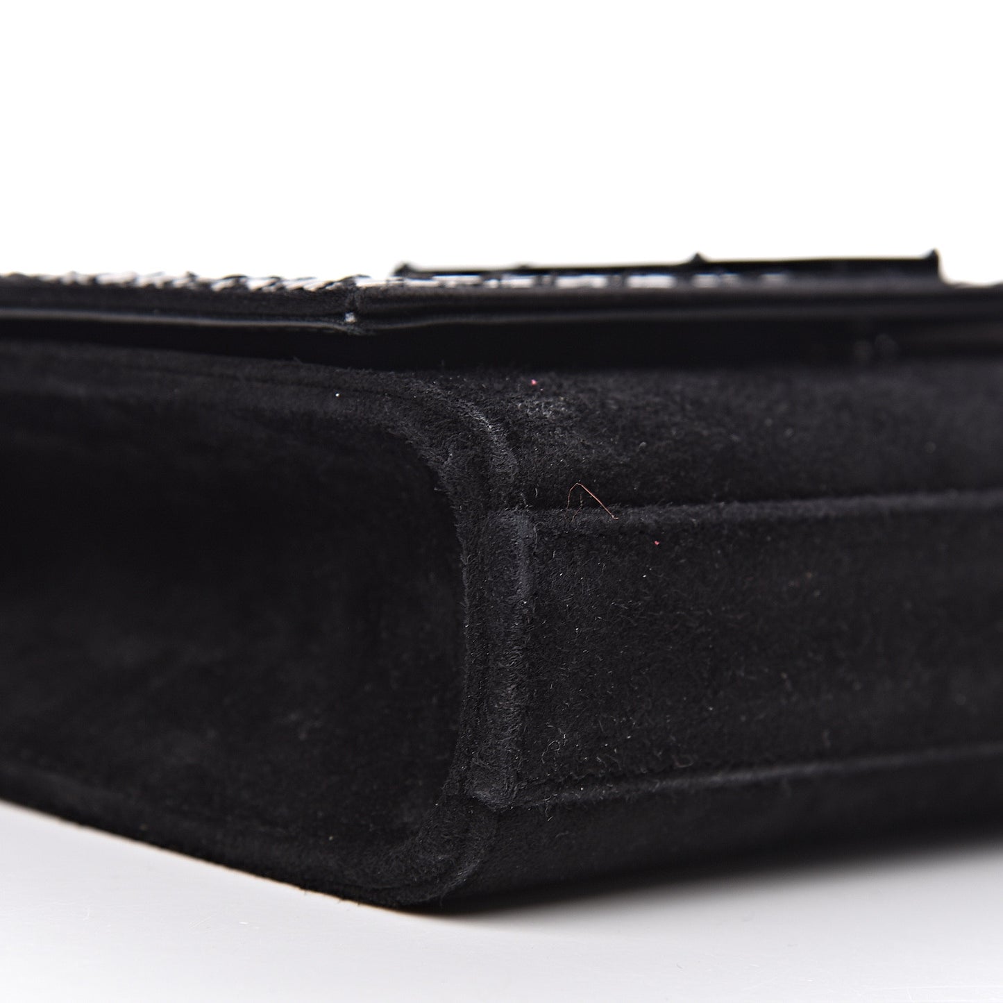 Suede Sequin Monogram Small Kate Shoulder Bag Black
