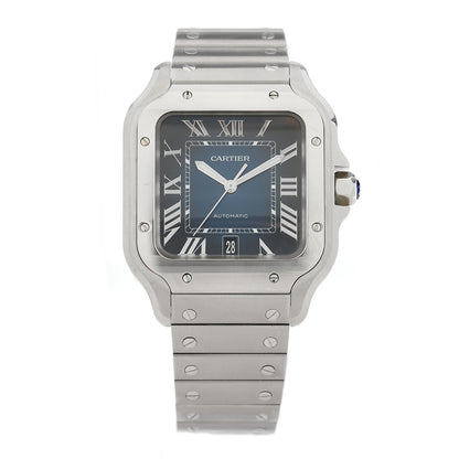 Cartier Stainless Steel 39.8mm Santos De Cartier Automatic Watch Blue 1 of 5