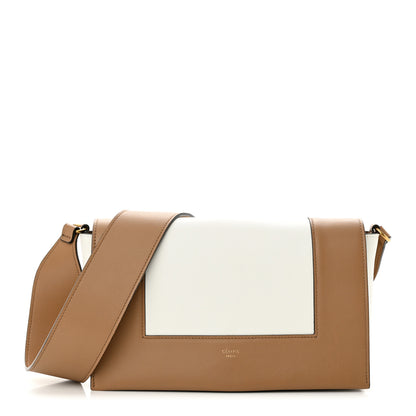 Celine Shiny Smooth Calfskin Medium Frame Shoulder Bag Tan Optic White 1 of 10
