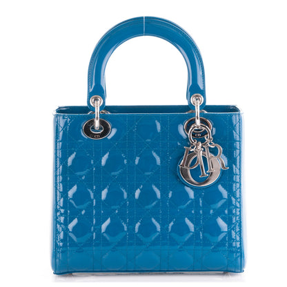 Christian Dior Patent Cannage Medium Lady Dior Blue 1 of 7