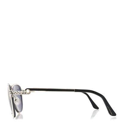 Cartier Metal Pearl Cat Eye Sunglasses Black Silver 6 of 12
