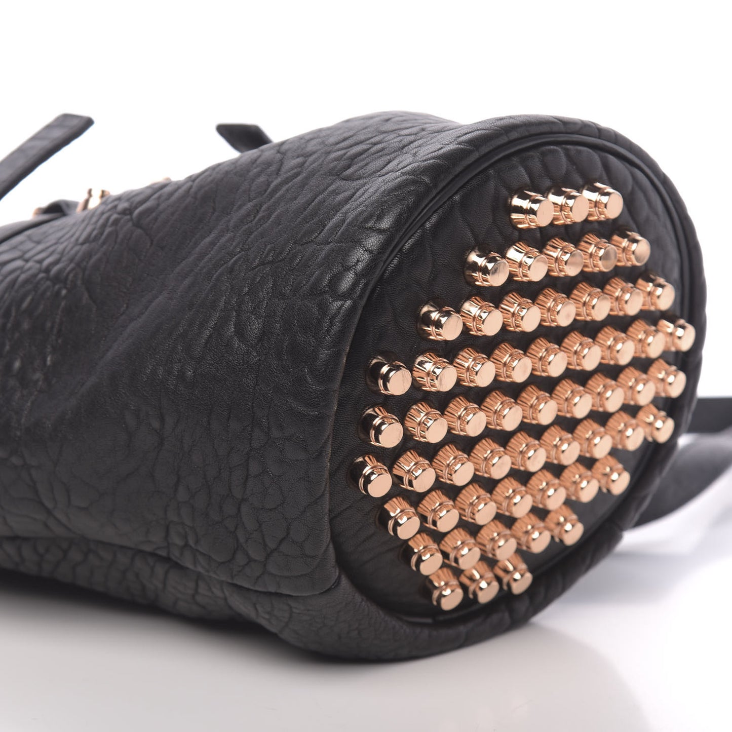 Pebbled Lambskin Diego Bucket Black Rose Gold Hardware