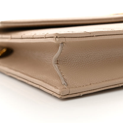 Saint Laurent Grain De Poudre Matelasse Chevron Monogram Chain Wallet Nude Powder 9 of 12