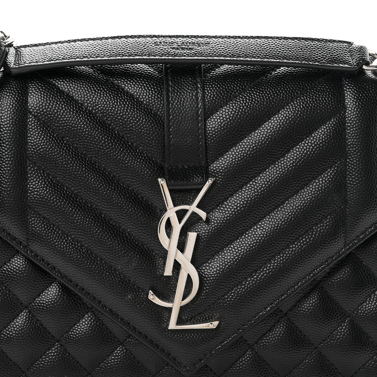 Grain De Poudre Textured Mixed Matelasse Triquilt Medium Monogram Satchel Black