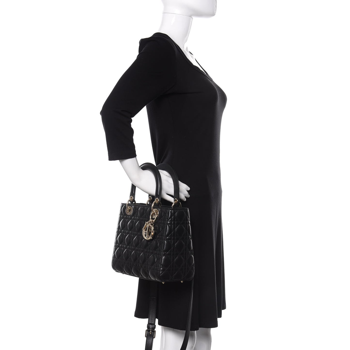 Lambskin Cannage Medium Lady Dior Black