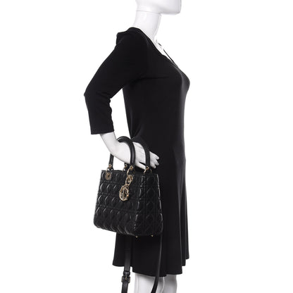 Christian Dior Lambskin Cannage Medium Lady Dior Black 3 of 9