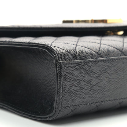 Saint Laurent Grain De Poudre Textured Mixed Matelasse Triquilt Medium Monogram Satchel Black 7 of 8