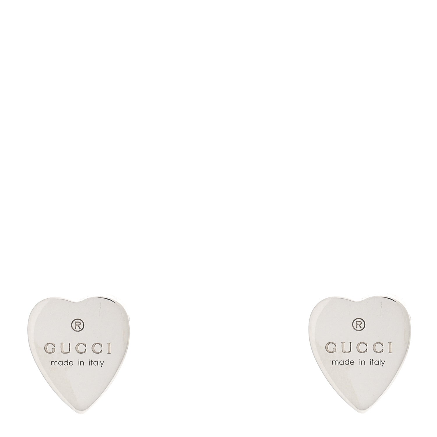 Gucci Sterling Silver Trademark Heart Stud Earrings 1 of 4