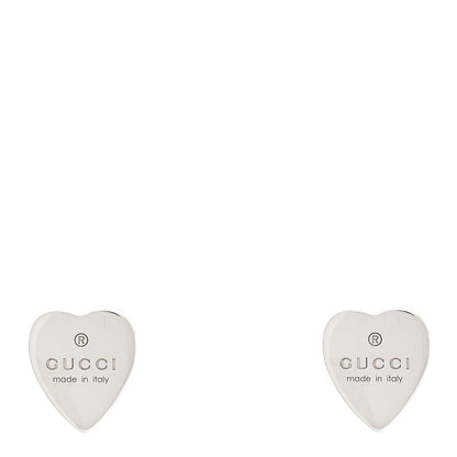 Gucci Sterling Silver Trademark Heart Stud Earrings 1 of 4