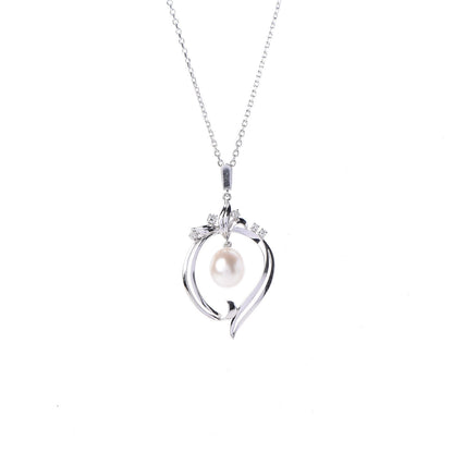 Mikimoto 14K White Gold Diamond Akoya Pearl 8mm Pendant Necklace 3 of 5