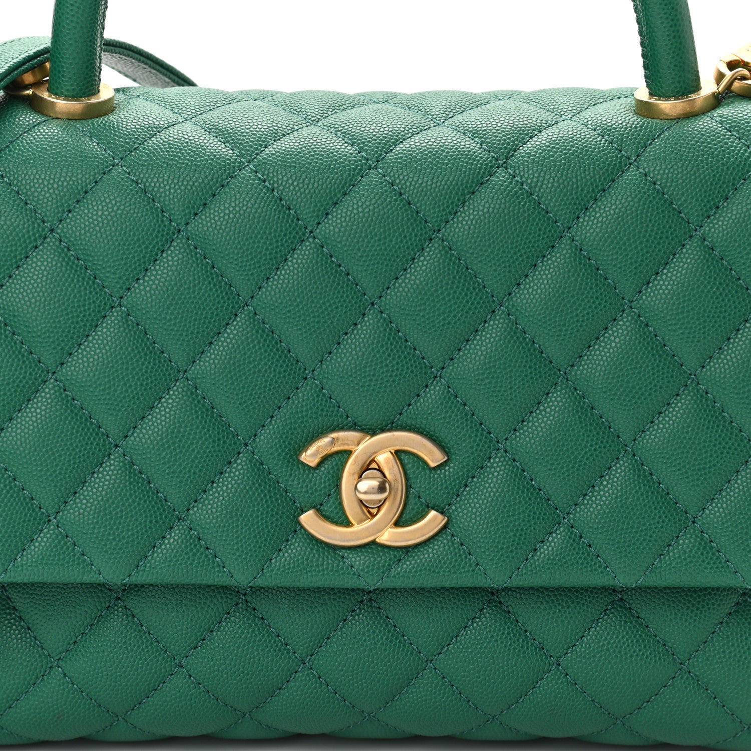 Chanel Caviar Quilted Small Coco Handle Flap Green 8 of 10