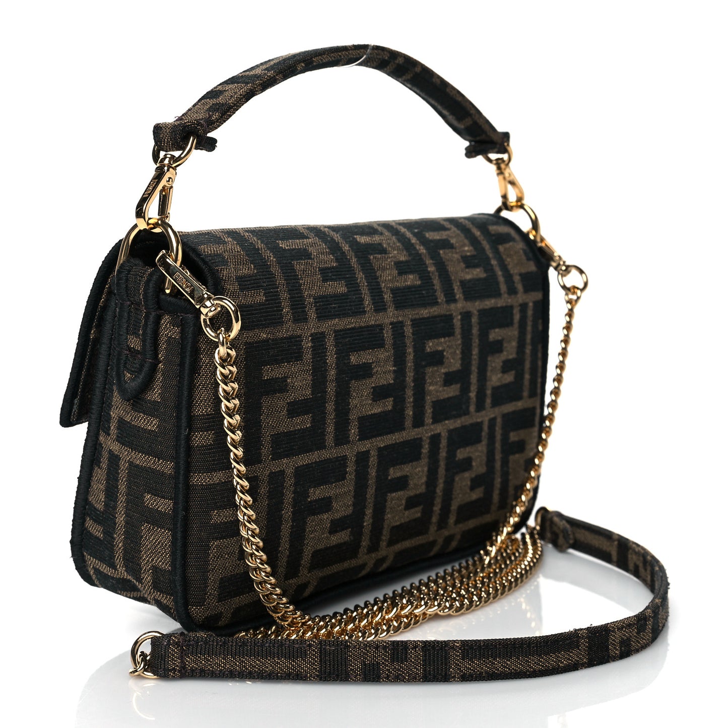 Fabric Jacquard FF 1974 Mini Baguette Tobacco Moro Black