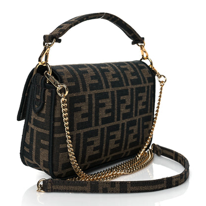 Fendi Fabric Jacquard FF 1974 Mini Baguette Tobacco Moro Black 2 of 10