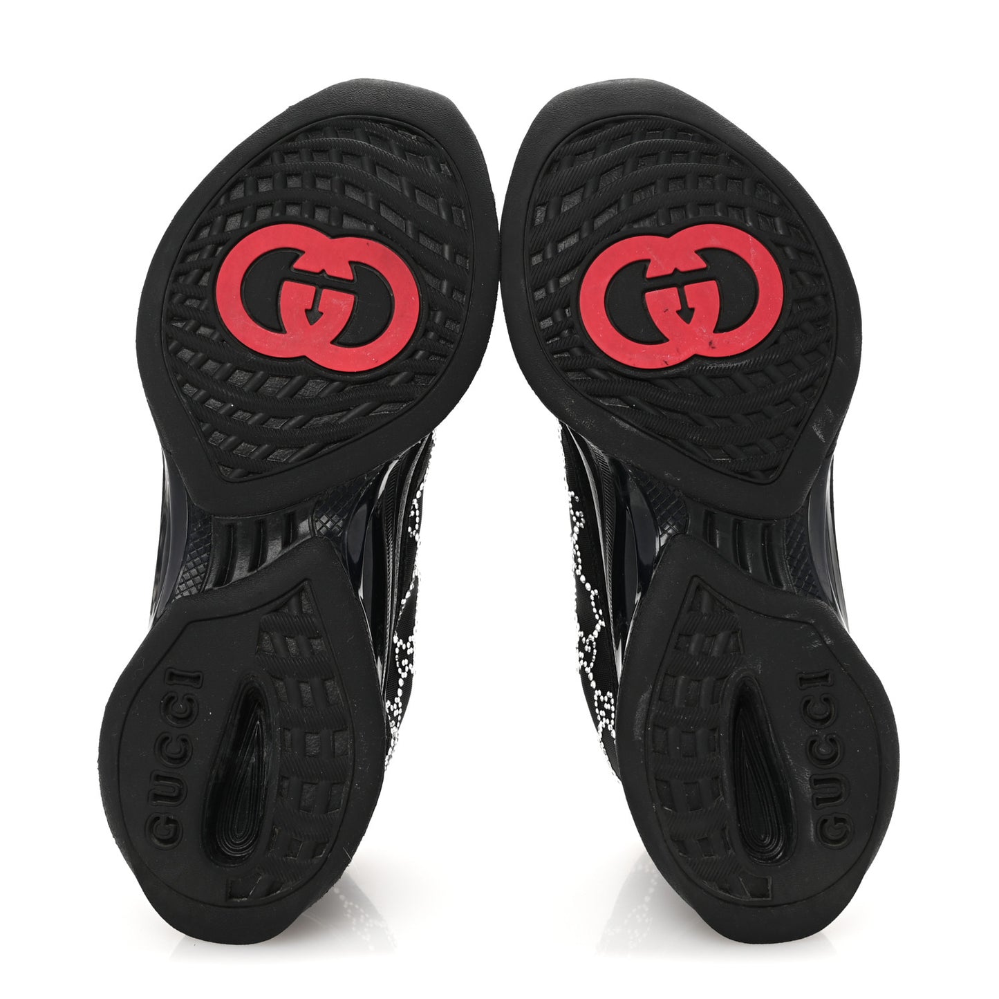 Tela Retino Mesh Crystal Suede GG Monogram Womens Gucci Run Sneakers 37 Black Silver
