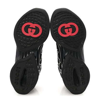 Gucci Tela Retino Mesh Crystal Suede GG Monogram Womens Gucci Run Sneakers 37 Black Silver 6 of 9