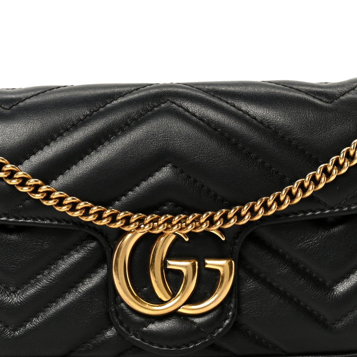 Gucci Calfskin Matelasse Super Mini GG Marmont Shoulder Bag Black 8 of 11