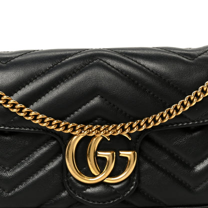 Gucci Calfskin Matelasse Super Mini GG Marmont Shoulder Bag Black 8 of 11