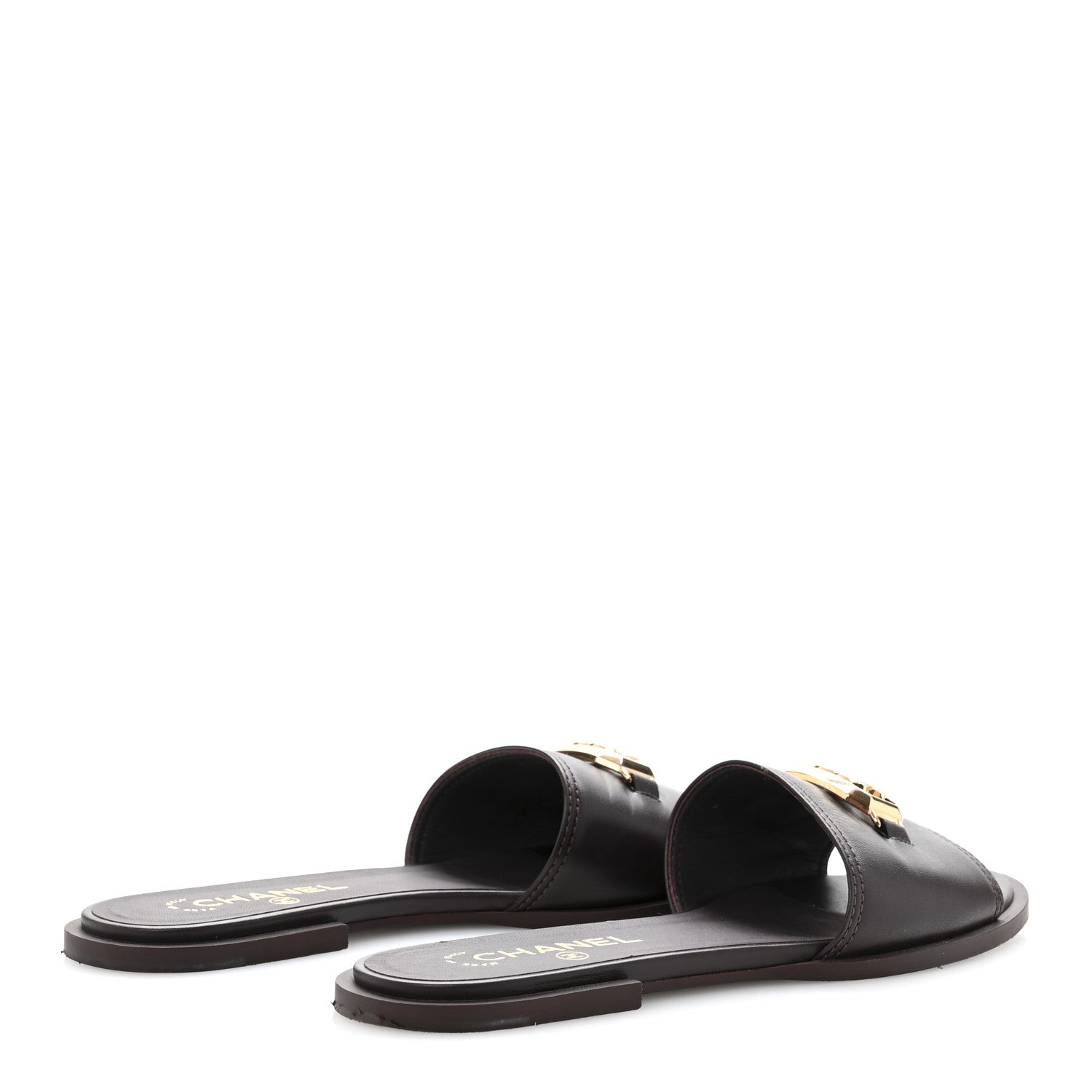 Chanel Shiny Calfskin CC Mules 39 Brown 5 of 11