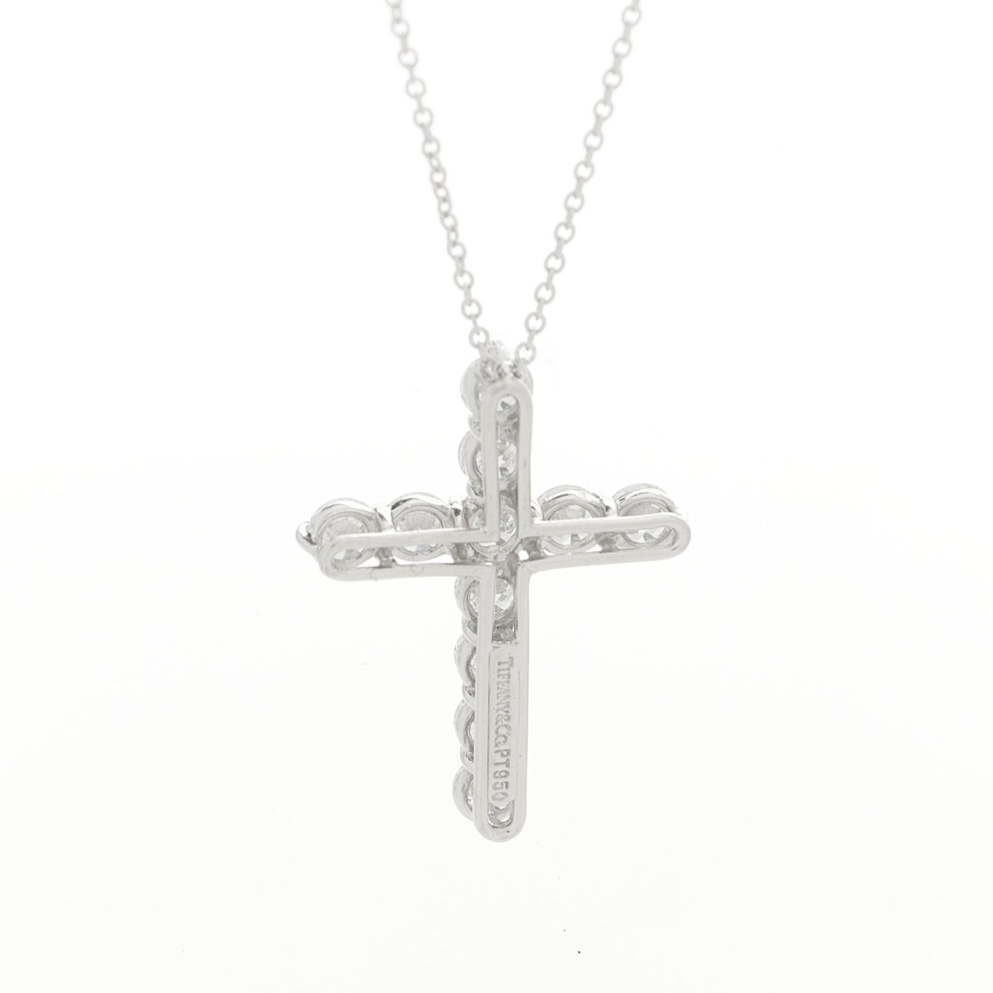 Platinum Diamond Large Cross Pendant Necklace