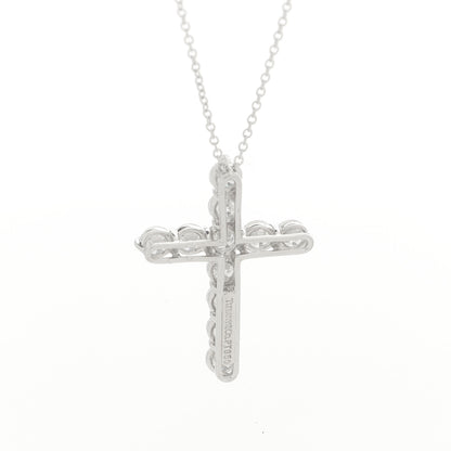 Tiffany Platinum Diamond Large Cross Pendant Necklace 6 of 7