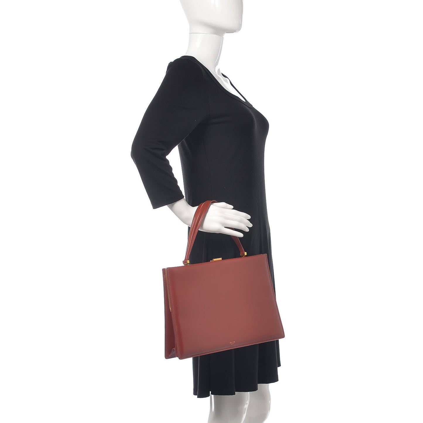 Patina Box Calfskin Medium Clasp Bag Scarlet