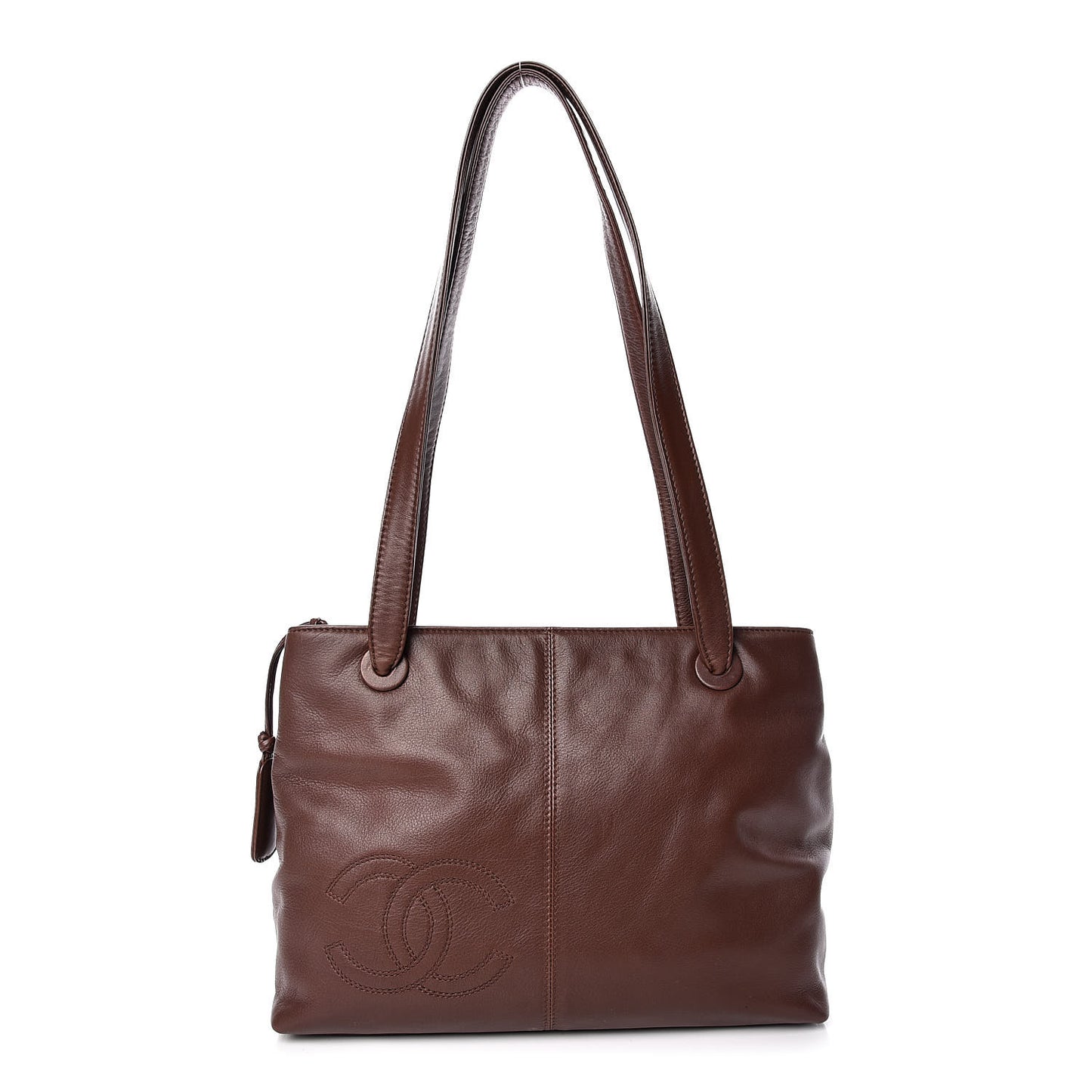 Calfskin CC Shoulder Bag Brown