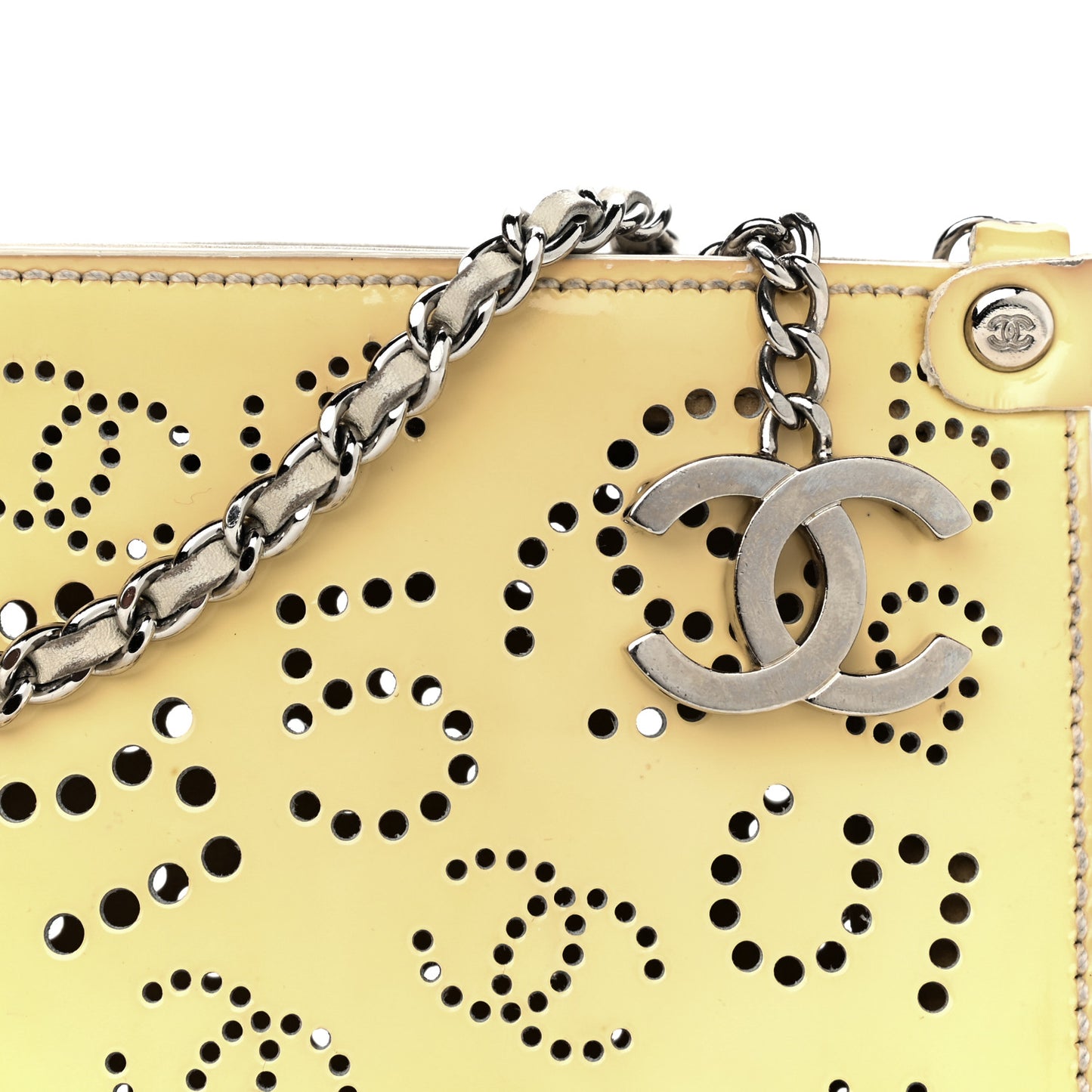 Patent Perforated CC N°5 Clutch Yellow