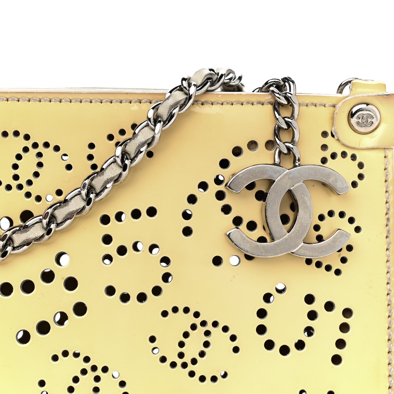 Chanel Patent Perforated CC N°5 Clutch Yellow 8 of 16