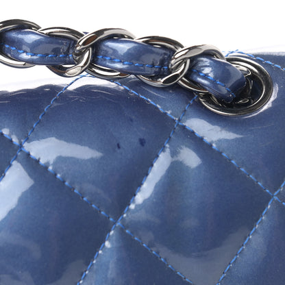 Chanel Patent Quilted Jumbo Double Flap Blue 15 of 20