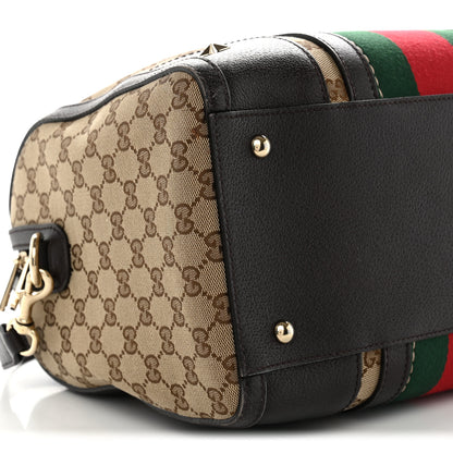 Gucci Monogram Vintage Web Medium Webby Bee Boston Dark Brown 9 of 14