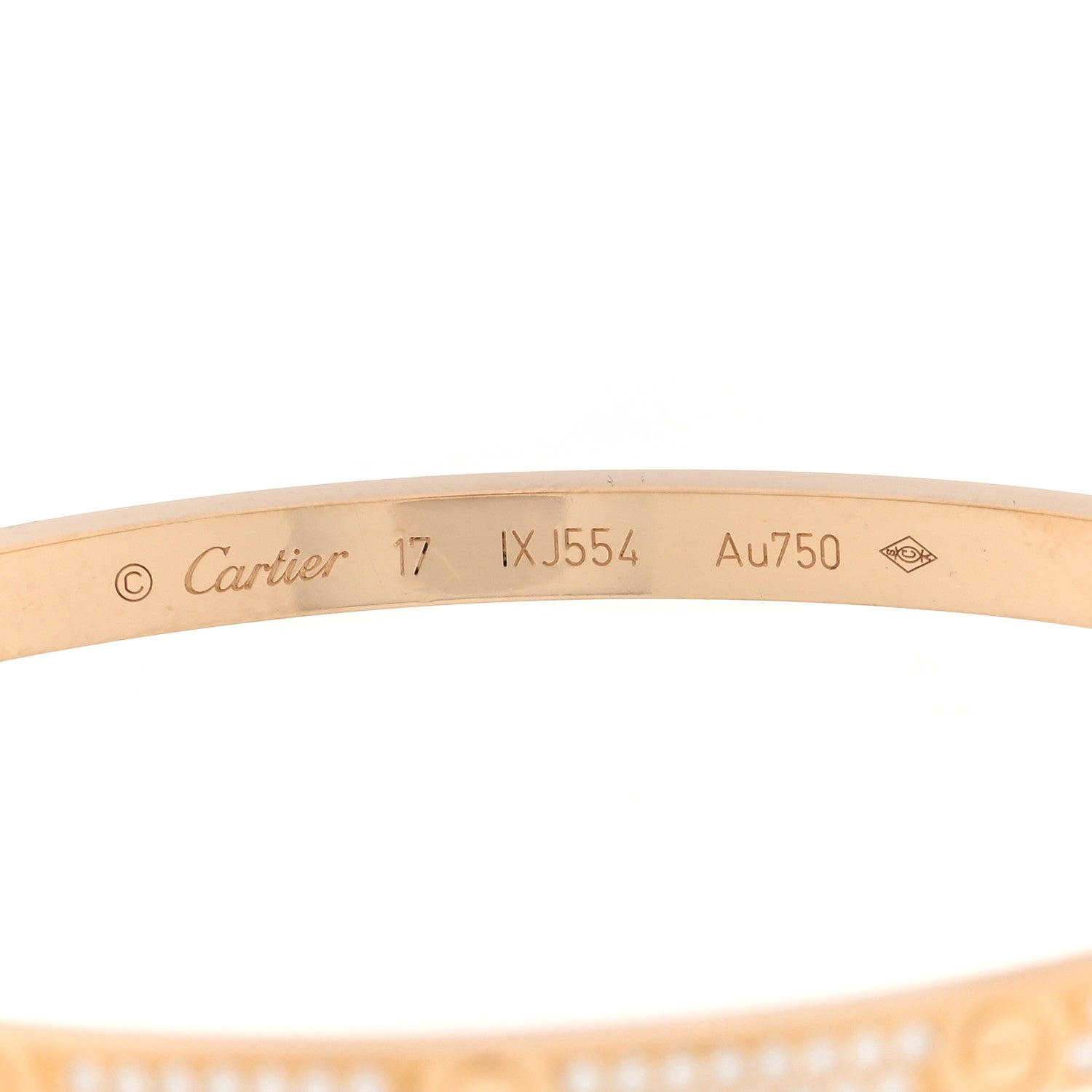 Cartier 18K Yellow Gold Diamond Small LOVE Paved Bracelet 17 4 of 7
