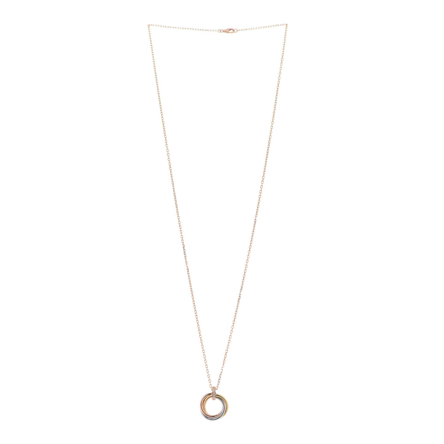 18K Pink White Yellow Gold Diamond Trinity Pendant Necklace