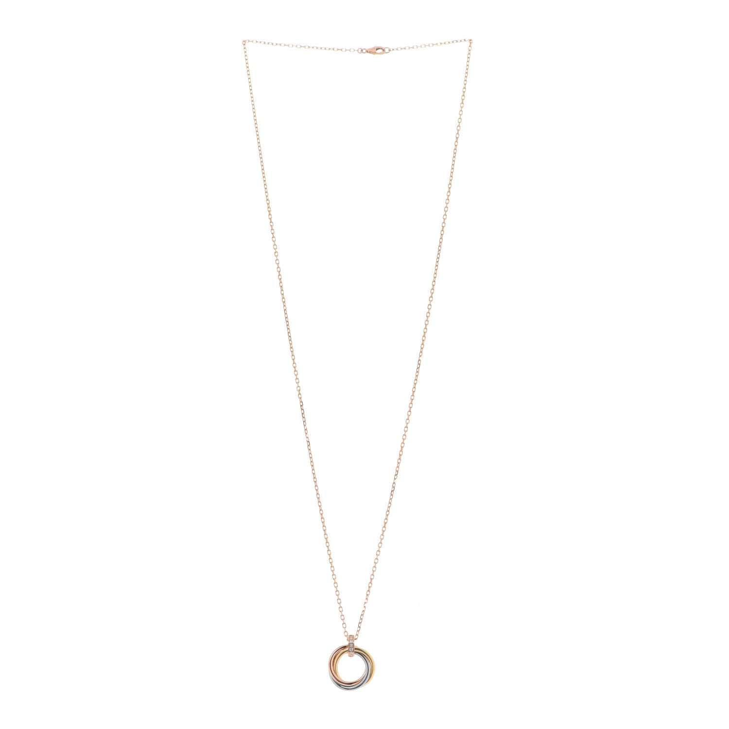 Cartier 18K Pink White Yellow Gold Diamond Trinity Pendant Necklace 3 of 6