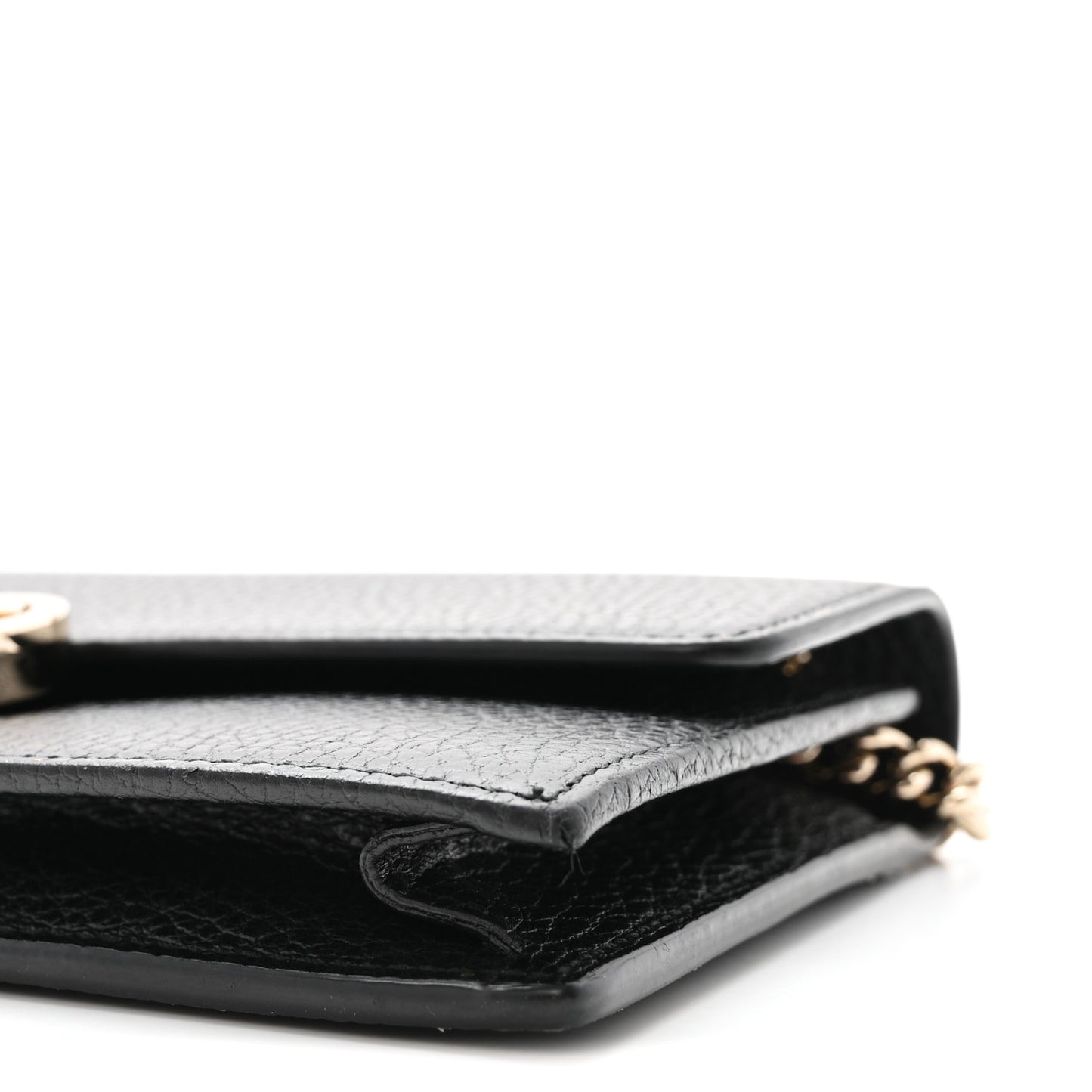 Dollar Calfskin Interlocking G Chain Wallet Black