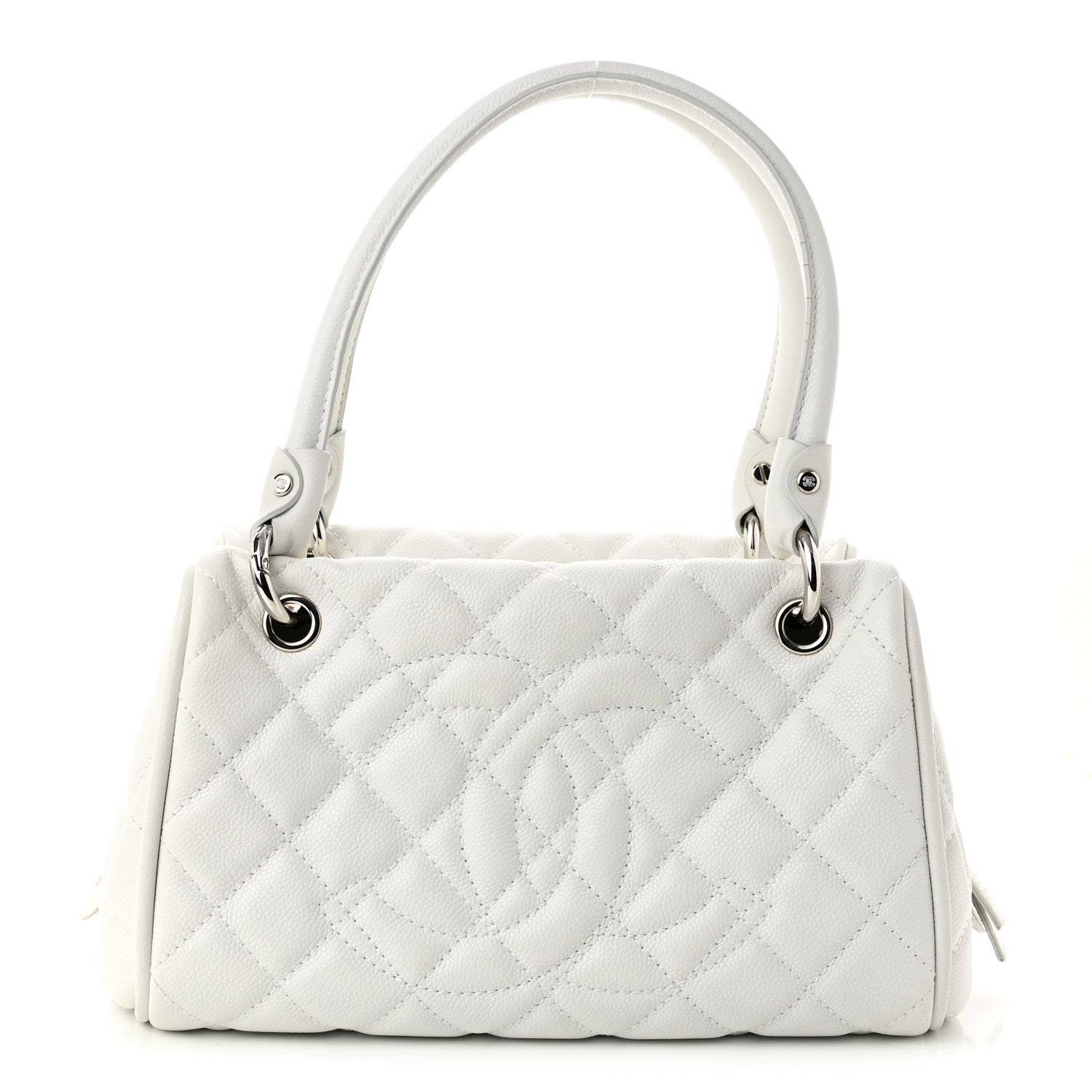 Chanel Caviar Quilted CC Timeless Bowler White 1 of 10