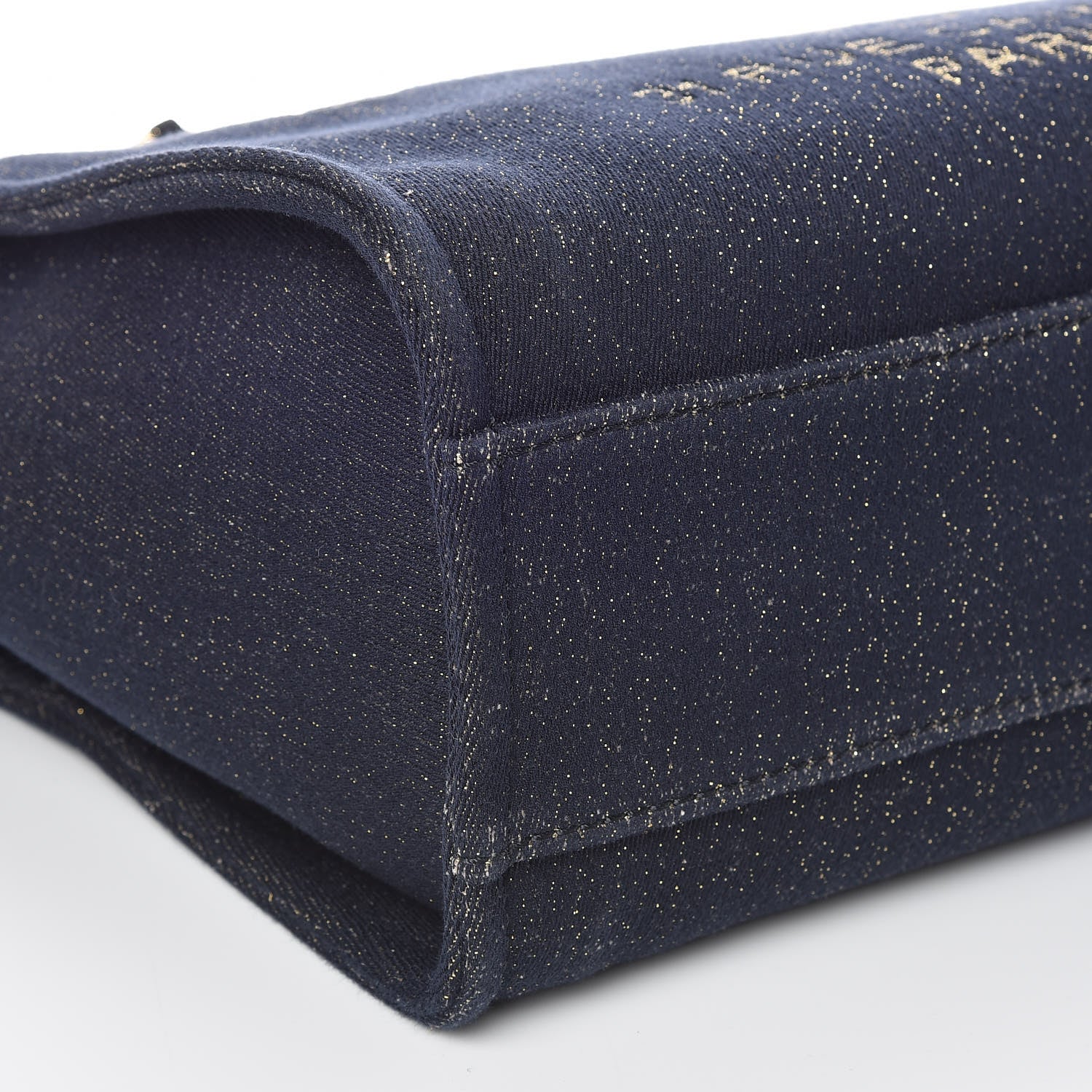 Chanel Lurex Canvas Small Deauville Tote Navy Blue Gold 8 of 10