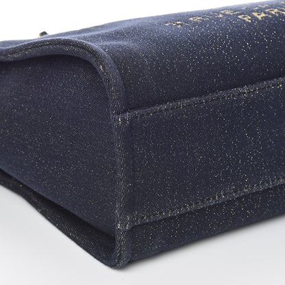 Chanel Lurex Canvas Small Deauville Tote Navy Blue Gold 8 of 10