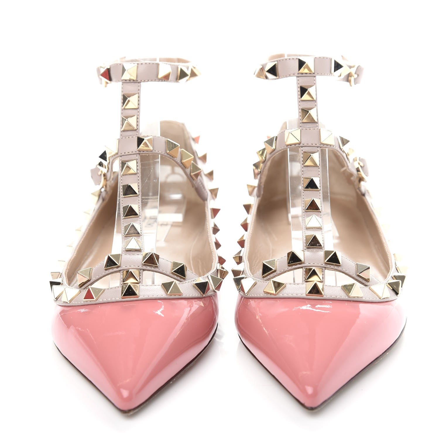Valentino Garavani Patent Rockstud Cage Ballerina Flats 37 Ninphea Poudre 2 of 10