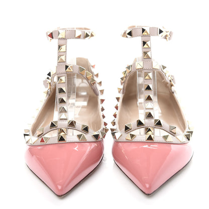 Valentino Garavani Patent Rockstud Cage Ballerina Flats 37 Ninphea Poudre 2 of 10