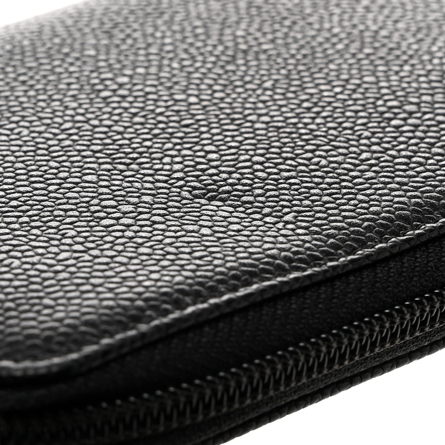 Caviar Large Timeless CC Zip Around Wallet Black