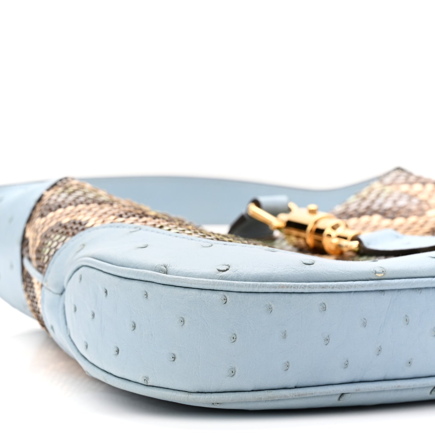 Snakeskin Ostrich Calfskin Small Jackie 1961 Hobo Blue Multicolor