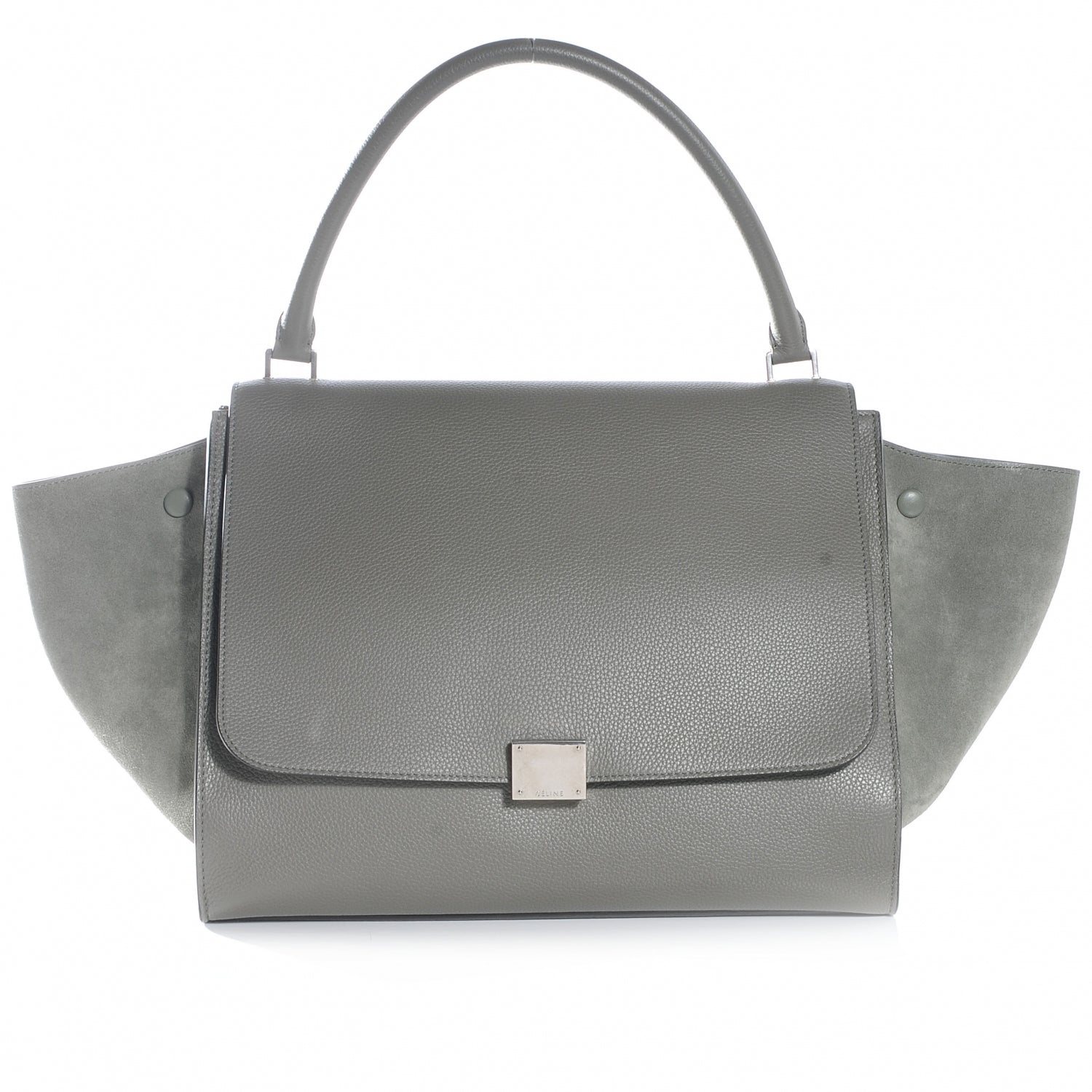 Celine Drummed Leather and Suede Large Trapeze Almond 1 of 7