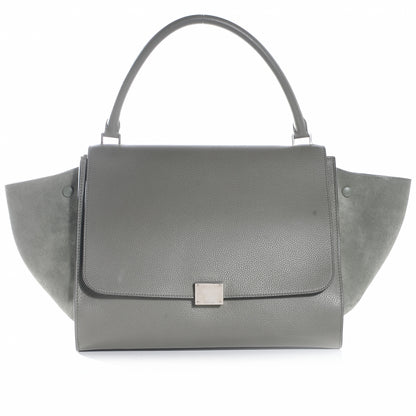 Celine Drummed Leather and Suede Large Trapeze Almond 1 of 7