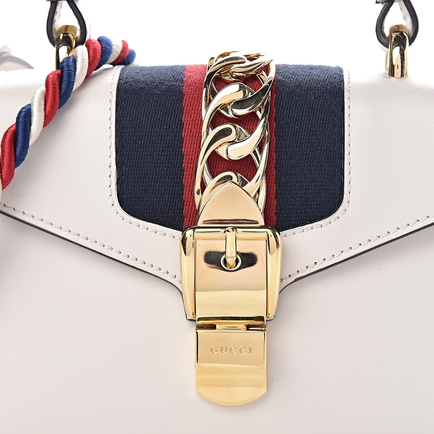 Calfskin Mini Sylvie Top Handle Bag White