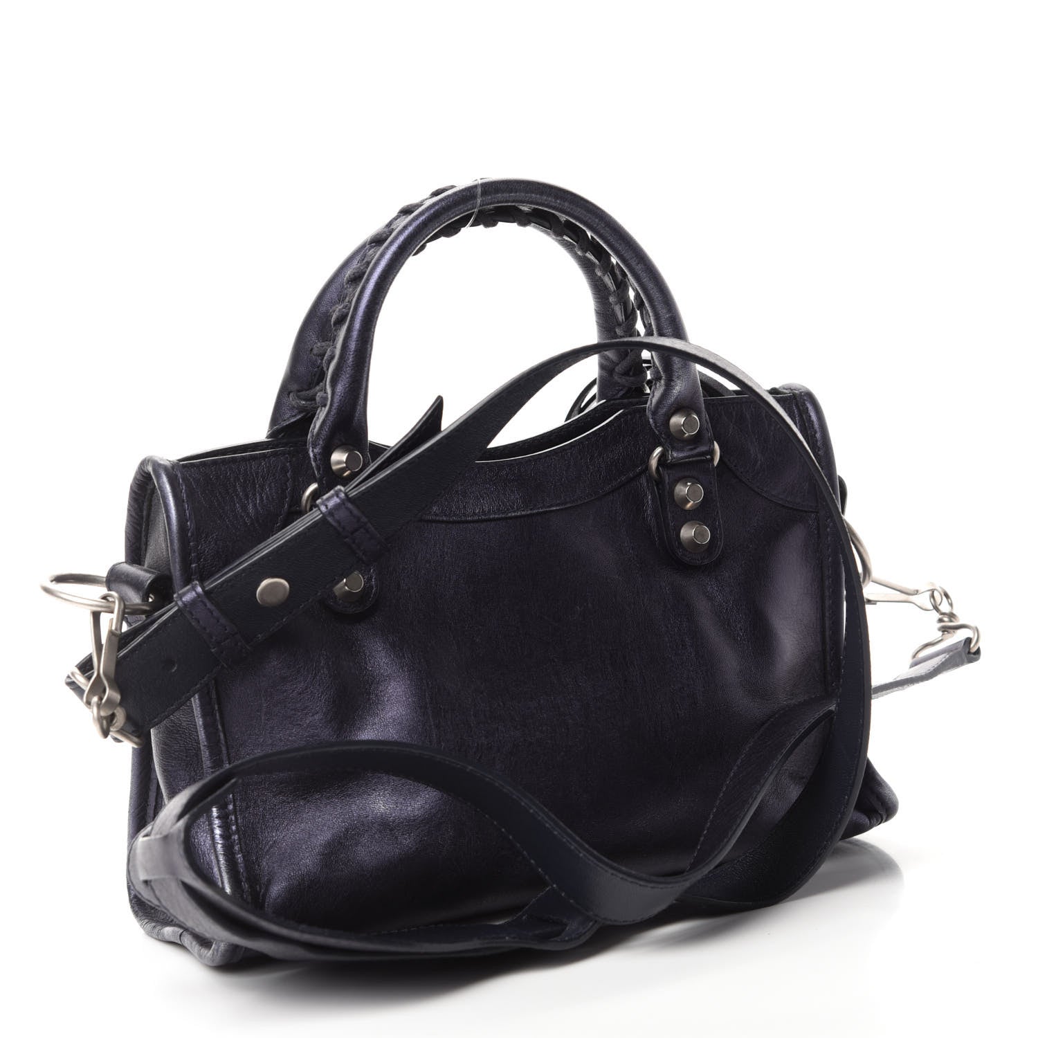 Balenciaga Metallic Agneau Classic Silver Hardware Mini City Maree 3 of 10