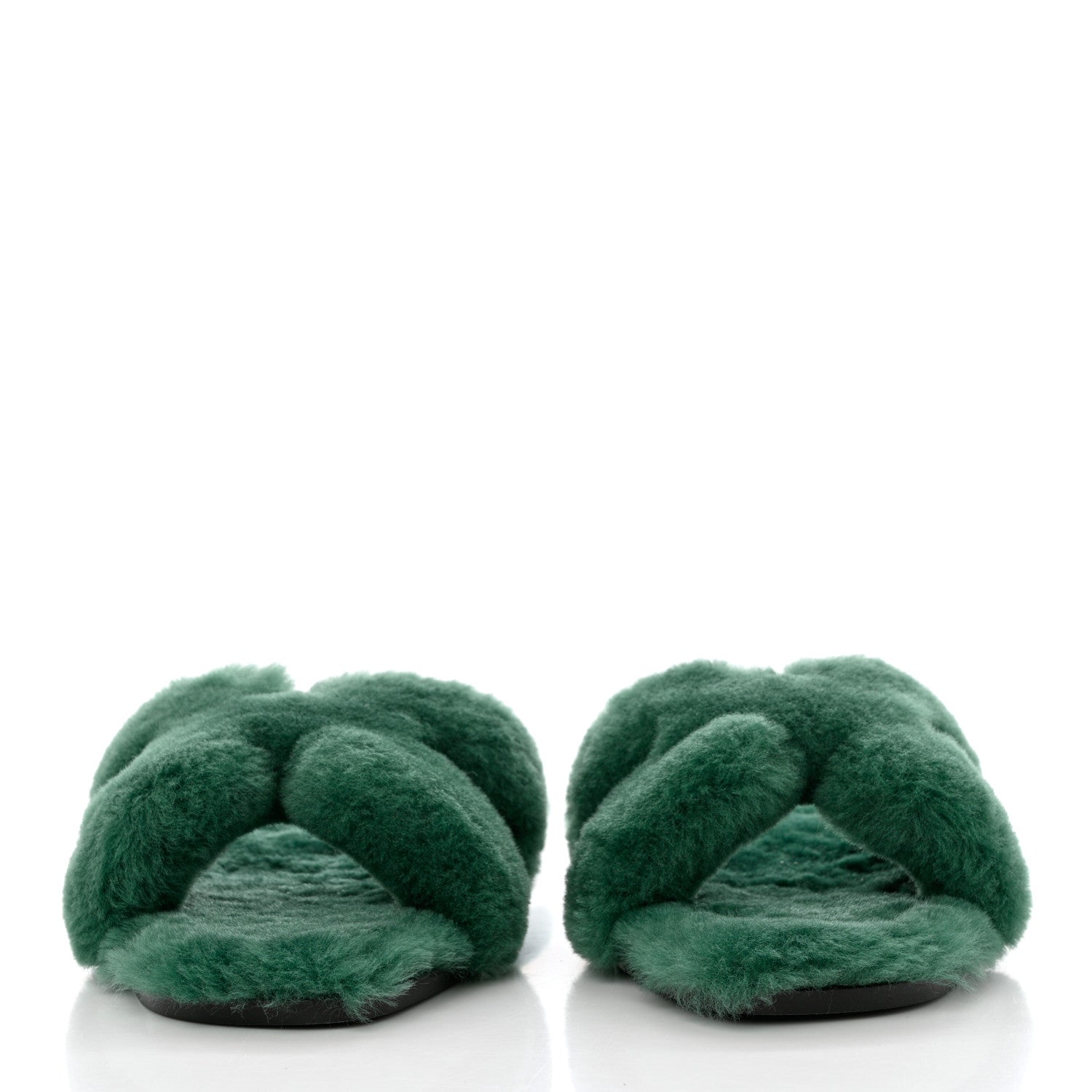 Hermes Woolskin Oran Sandals 37.5 Vert Anglais 2 of 8