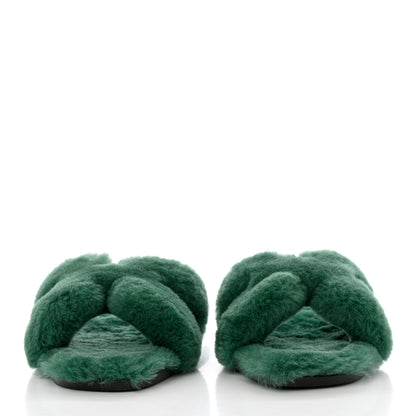 Hermes Woolskin Oran Sandals 37.5 Vert Anglais 2 of 8